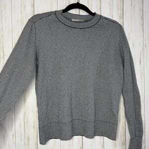Everlane Black and White Striped Crewneck Sweater